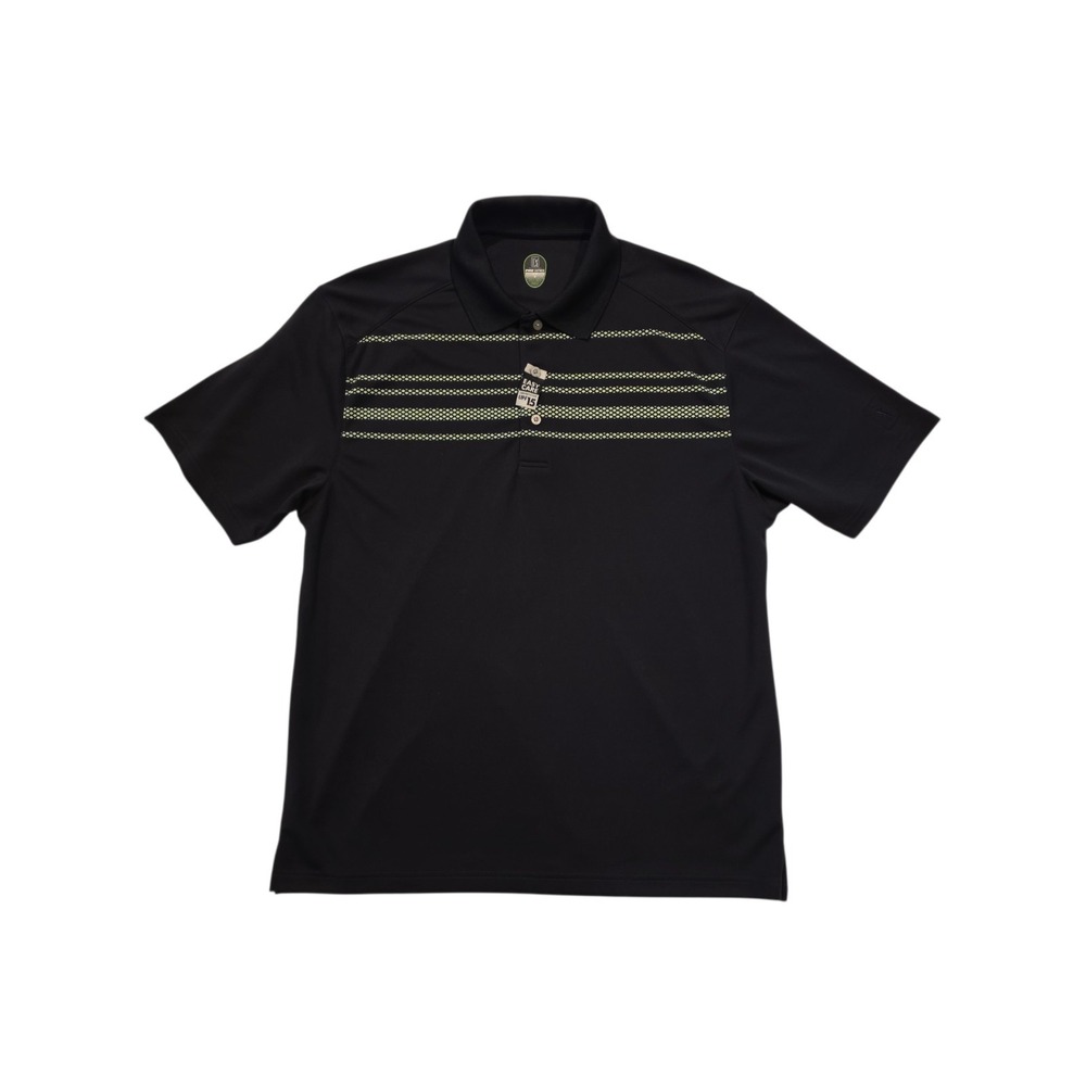 NWT PGA Tour Pro Series Polo Shirt Mens Large Black UPF 15 Golf Stretch